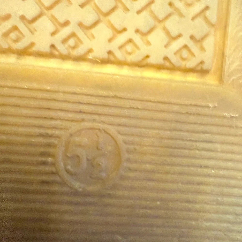 Tory Burch Beacher Orange Tan Gold Espadrilles Size 5.5